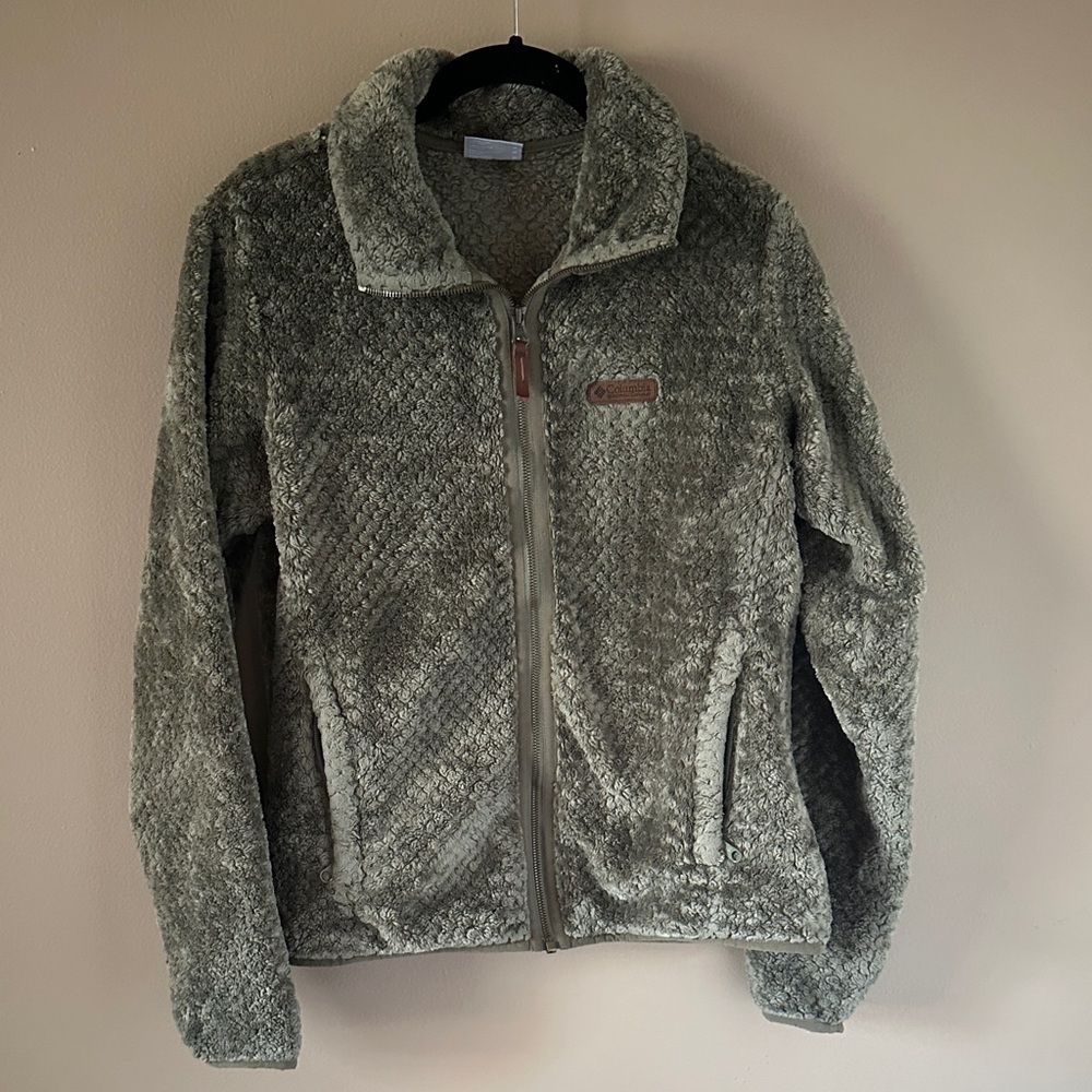 Columbia Plush Olive Green Zip-Up Fleece Jacket